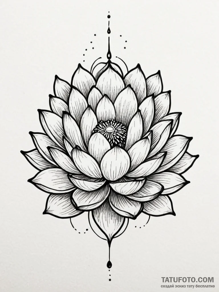Tattoo design a lotus flower, its petals unfu... - эскиз тату (№1751041139_0, 27.06.2025 16:18) — Tatufoto.com
