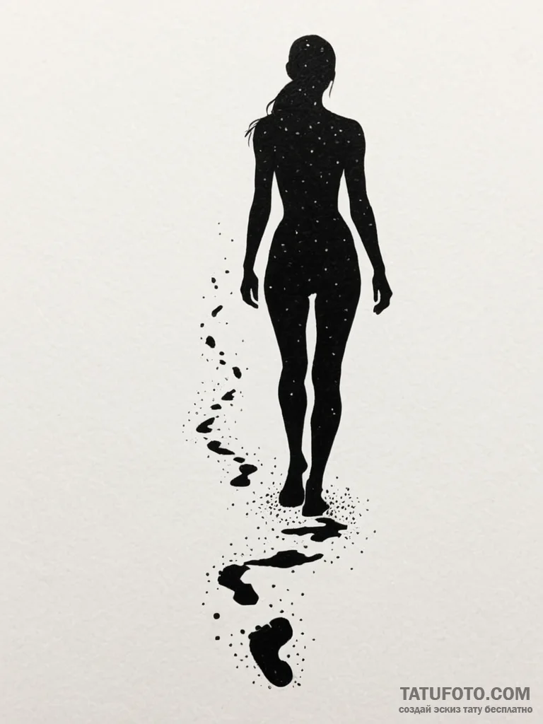 Tattoo sketch a human silhouette walking away... - эскиз тату (№1751041303_0, 27.06.2025 16:21) — Tatufoto.com