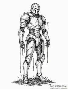 Tattoo design a suit of armor, rusted and bro... - эскиз тату (№1751041389_0, 27.06.2025 16:23) — Tatufoto.com