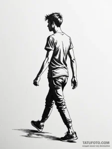 Tattoo sketch a person's shadow on a wall, bu... - эскиз тату (№1751041469_0, 27.06.2025 16:24) — Tatufoto.com
