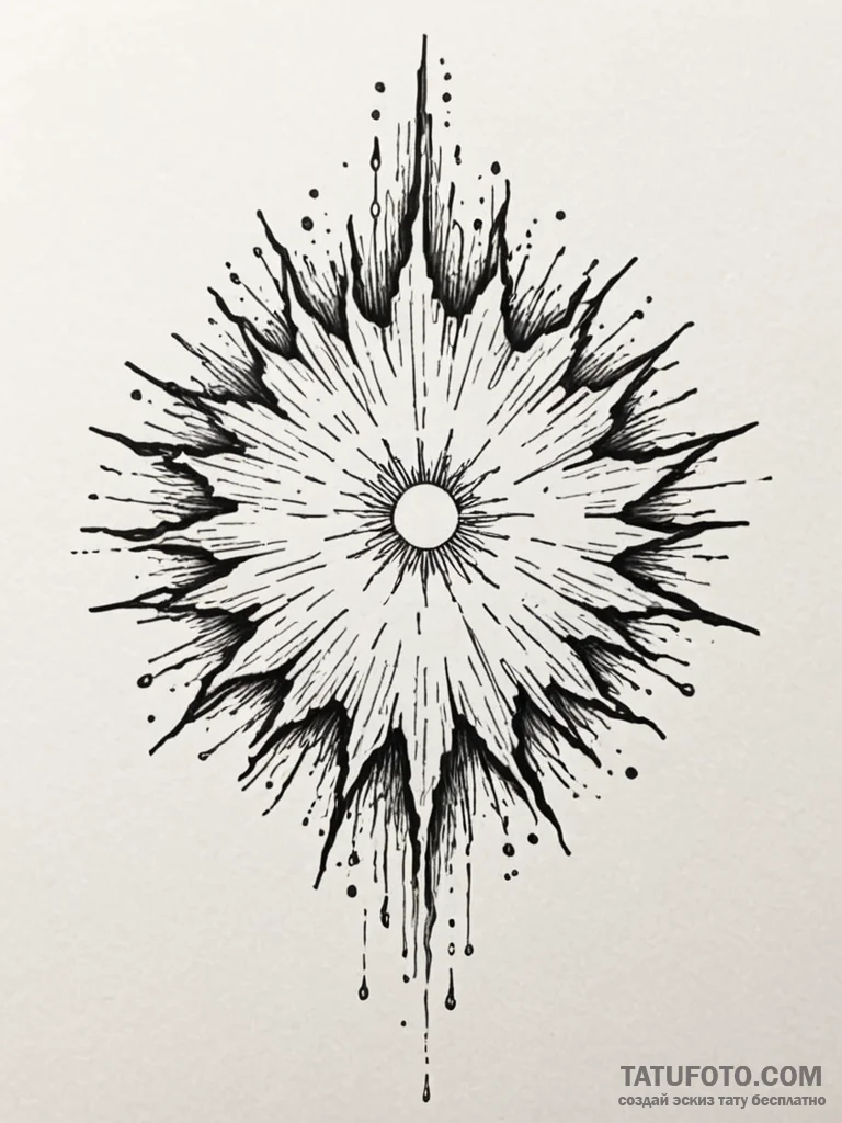 Tattoo sketch a supernova explosion, but the... - эскиз тату (№1751041631_0, 27.06.2025 16:27) — Tatufoto.com