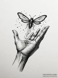 Tattoo design a person's hand opening to rele... - эскиз тату (№1751041713_0, 27.06.2025 16:28) — Tatufoto.com