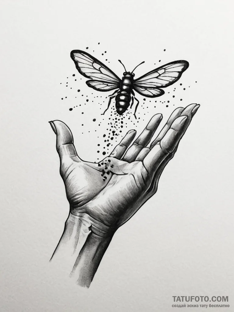 Tattoo design a person's hand opening to rele... - эскиз тату (№1751041713_0, 27.06.2025 16:28) — Tatufoto.com