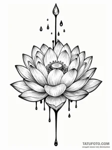 Tattoo sketch a lotus flower with a single, p... - эскиз тату (№1751042122_0, 27.06.2025 16:35) — Tatufoto.com