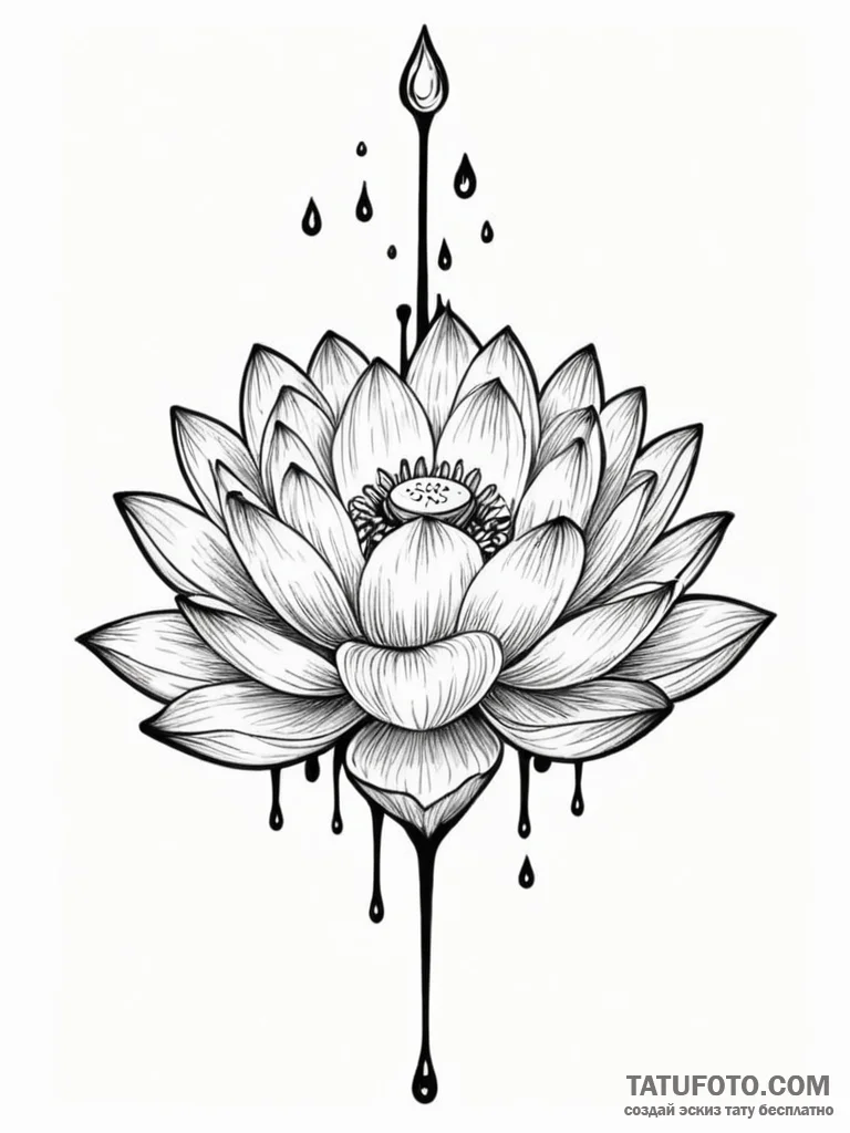 Tattoo sketch a lotus flower with a single, p... - эскиз тату (№1751042122_0, 27.06.2025 16:35) — Tatufoto.com