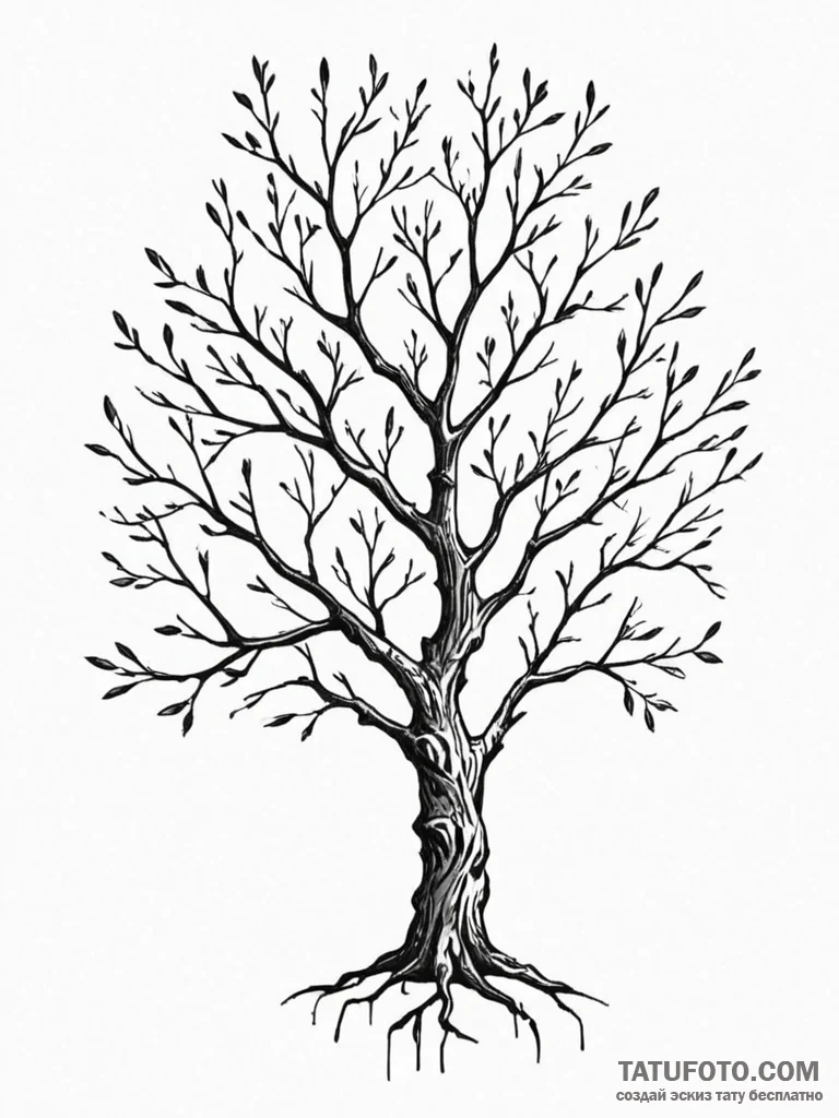 Tattoo sketch a tree with branches that are r... - эскиз тату (№1751043284_0, 27.06.2025 16:54) — Tatufoto.com