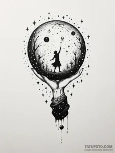 Tattoo design a person holding a single, dark... - эскиз тату (№1751043369_0, 27.06.2025 16:56) — Tatufoto.com