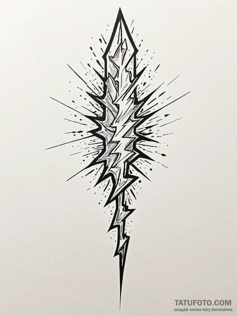 Tattoo design a single, powerful lightning bo... - эскиз тату (№1751043609_0, 27.06.2025 17:00) — Tatufoto.com