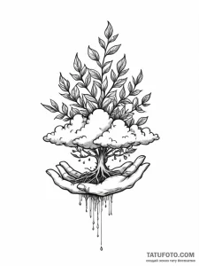 Tattoo sketch a surreal image of a plant grow... - эскиз тату (№1751043688_0, 27.06.2025 17:01) — Tatufoto.com