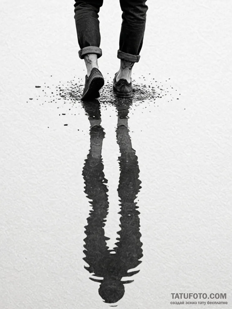 Tattoo design a person's reflection in a pudd... - эскиз тату (№1751043765_0, 27.06.2025 17:02) — Tatufoto.com