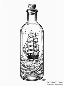 Tattoo design a ship in a bottle, but the bot... - эскиз тату (№1751043866_0, 27.06.2025 17:04) — Tatufoto.com