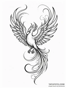 Tattoo sketch a minimalist phoenix, formed fr... - эскиз тату (№1751045461_0, 27.06.2025 17:31) — Tatufoto.com