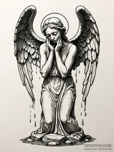 Tattoo sketch an ancient, stone statue of a w... - эскиз тату (№1751046048_0, 27.06.2025 17:40) — Tatufoto.com