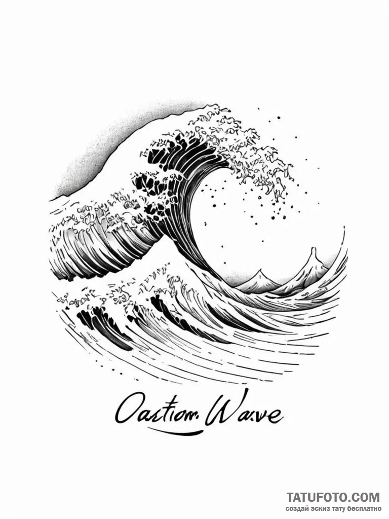 Tattoo design a single, powerful wave that is... - эскиз тату (№1751046193_0, 27.06.2025 17:43) — Tatufoto.com