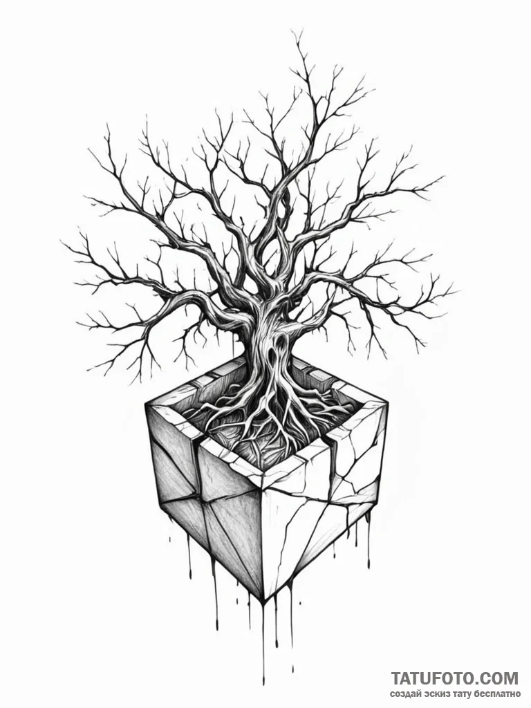 Tattoo sketch a powerful, twisting root syste... - эскиз тату (№1751046352_0, 27.06.2025 17:45) — Tatufoto.com