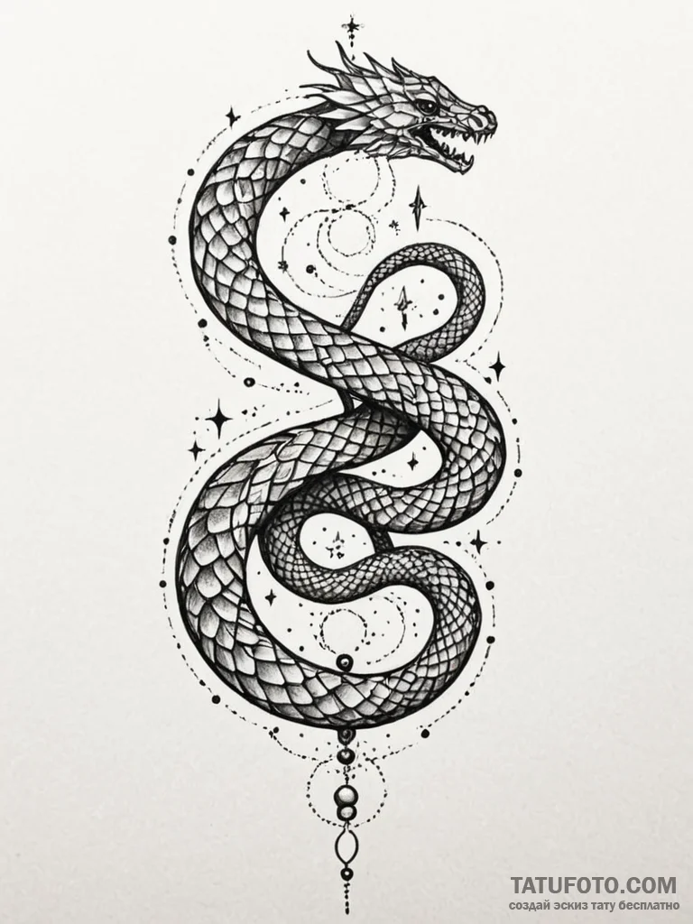 Tattoo design an uroboros serpent, its scales... - эскиз тату (№1751046501_0, 27.06.2025 17:48) — Tatufoto.com