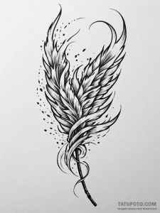 Tattoo design a phoenix feather, where the qu... - эскиз тату (№1751046589_0, 27.06.2025 17:49) — Tatufoto.com