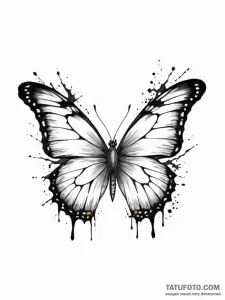 Tattoo sketch a butterfly with tattered, torn... - эскиз тату (№1751047797_0, 27.06.2025 18:09) — Tatufoto.com