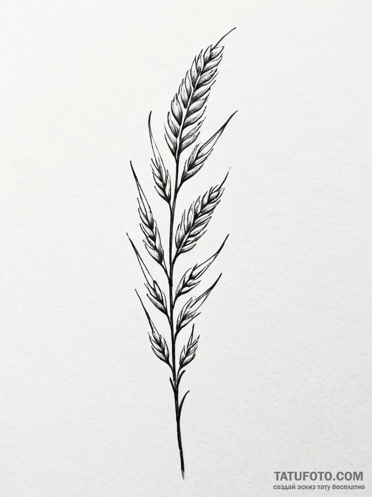 Tattoo sketch a simple, elegant wheat stalk,... - эскиз тату (№1751048133_0, 27.06.2025 18:15) — Tatufoto.com