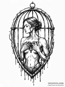 Tattoo sketch a person's silhouette with a lo... - эскиз тату (№1751048314_0, 27.06.2025 18:18) — Tatufoto.com