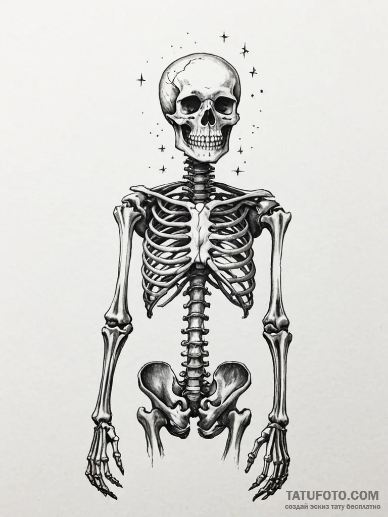 Tattoo design a person's skeleton, but the bo... - эскиз тату (№1751048759_0, 27.06.2025 18:25) — Tatufoto.com