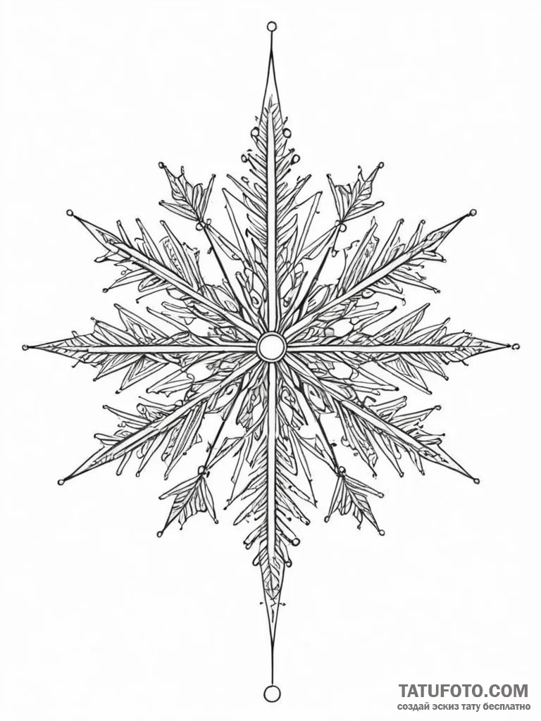 Tattoo design a single, perfect snowflake see... - эскиз тату (№1751048844_0, 27.06.2025 18:27) — Tatufoto.com