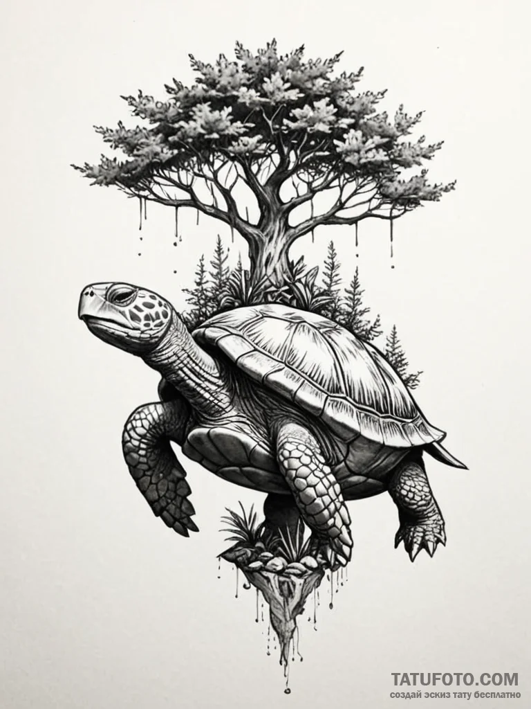 Tattoo sketch a tree growing on the back of a... - эскиз тату (№1751049014_0, 27.06.2025 18:30) — Tatufoto.com