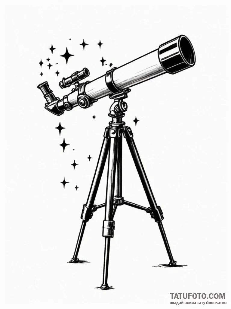 Tattoo design a telescope that is not looking... - эскиз тату (№1751049372_0, 27.06.2025 18:36) — Tatufoto.com