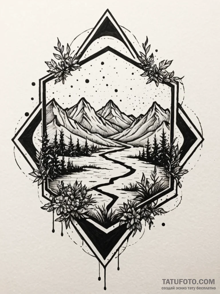 Tattoo design an abstract tattoo where a dens... - эскиз тату (№1751049624_0, 27.06.2025 18:40) — Tatufoto.com
