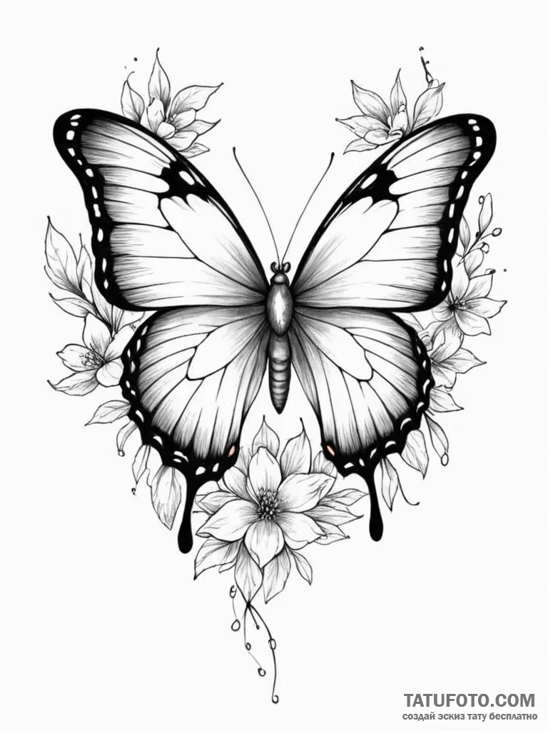 Tattoo design a flower whose petals are made... - эскиз тату (№1751049715_0, 27.06.2025 18:41) — Tatufoto.com