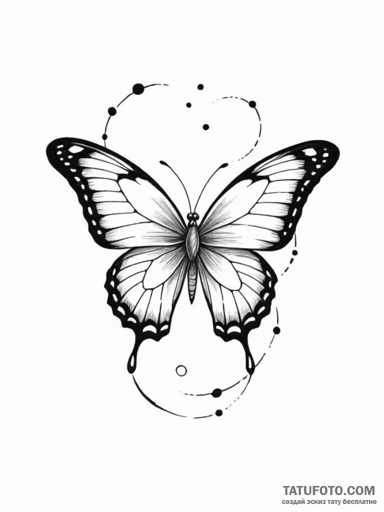 Tattoo design a butterfly landing on a semico... - эскиз тату (№1751049870_0, 27.06.2025 18:44) — Tatufoto.com