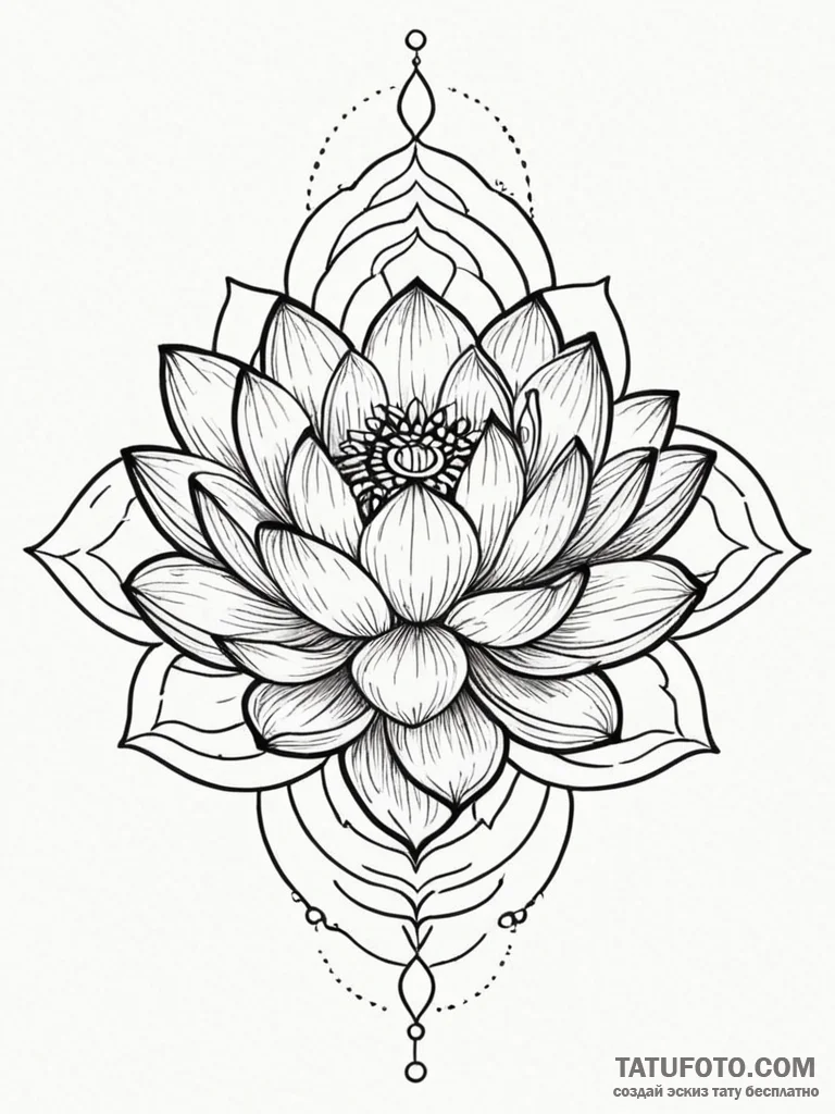 Tattoo design a lotus flower as a mandala, wi... - эскиз тату (№1751050105_0, 27.06.2025 18:48) — Tatufoto.com