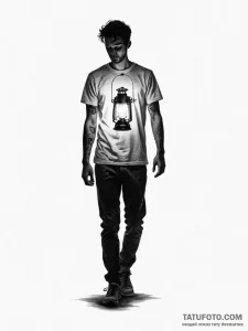 Tattoo sketch a person's silhouette standing... - эскиз тату (№1751050531_0, 27.06.2025 18:55) — Tatufoto.com