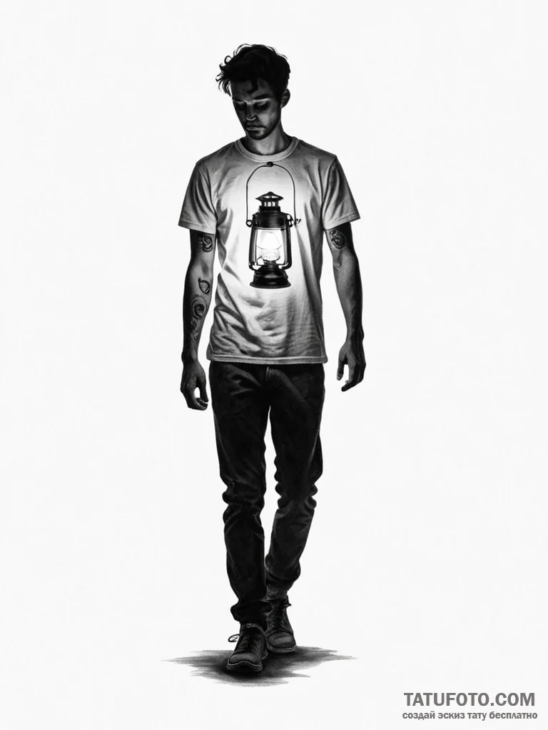 Tattoo sketch a person's silhouette standing... - эскиз тату (№1751050531_0, 27.06.2025 18:55) — Tatufoto.com