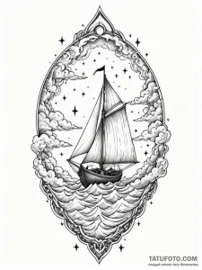 Tattoo design a small boat sailing on a sea o... - эскиз тату (№1751051029_0, 27.06.2025 19:03) — Tatufoto.com