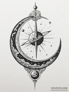 Tattoo sketch a single, elegant sundial, but... - эскиз тату (№1751051111_0, 27.06.2025 19:05) — Tatufoto.com