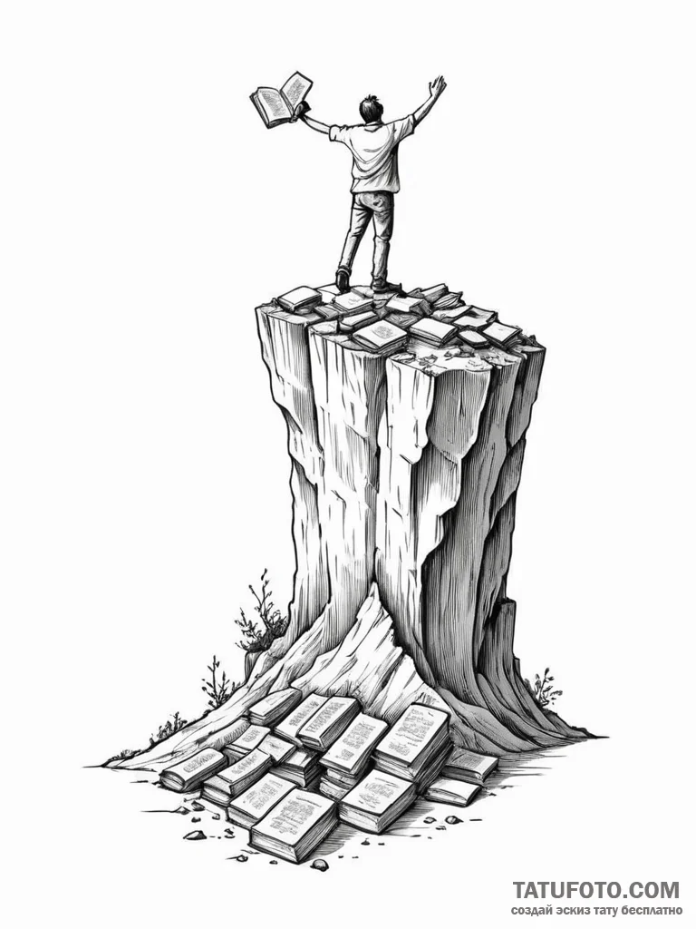Tattoo sketch a person standing at the edge o... - эскиз тату (№1751051526_0, 27.06.2025 19:12) — Tatufoto.com