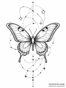 Tattoo sketch a butterfly with wings made of... - эскиз тату (№1751051693_0, 27.06.2025 19:14) — Tatufoto.com
