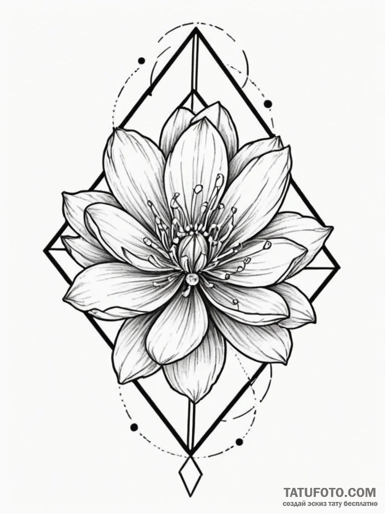 Tattoo sketch a geometric crystal, with a rea... - эскиз тату (№1751051867_0, 27.06.2025 19:17) — Tatufoto.com