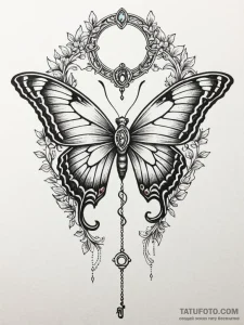 Tattoo design a butterfly with one wing as a... - эскиз тату (№1751052030_0, 27.06.2025 19:20) — Tatufoto.com