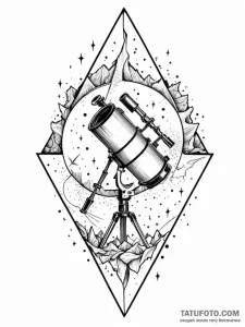 Tattoo design a telescope that is broken, its... - эскиз тату (№1751052257_0, 27.06.2025 19:24) — Tatufoto.com