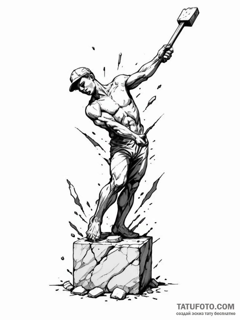 Tattoo sketch a human silhouette breaking fre... - эскиз тату (№1751052582_0, 27.06.2025 19:29) — Tatufoto.com
