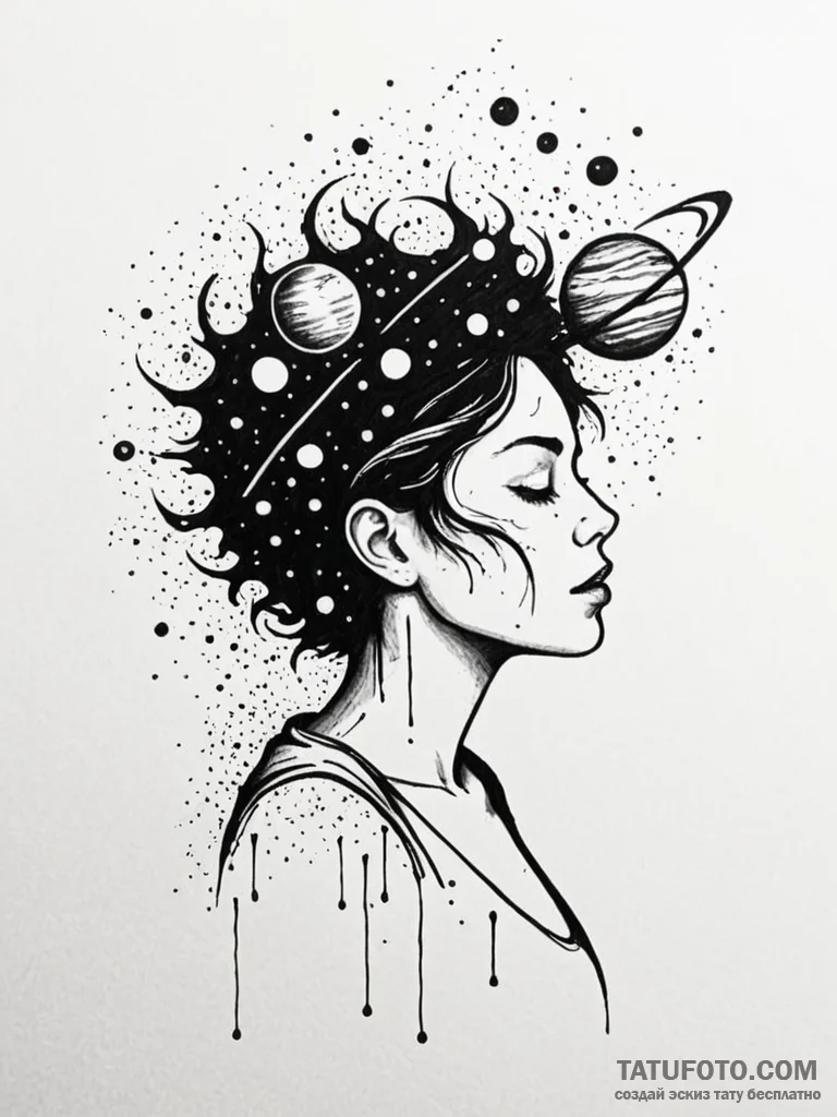 Tattoo sketch a person's silhouette with thei... - эскиз тату (№1751052988_0, 27.06.2025 19:36) — Tatufoto.com