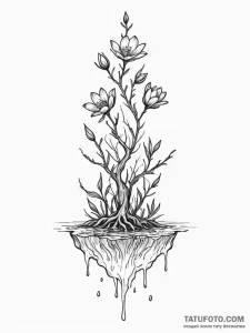 Tattoo sketch a half-submerged plant, with it... - эскиз тату (№1751053146_0, 27.06.2025 19:39) — Tatufoto.com