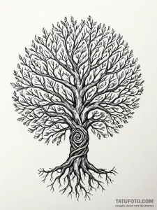 Tattoo sketch a minimalist tree with its bran... - эскиз тату (№1751053242_0, 27.06.2025 19:40) — Tatufoto.com