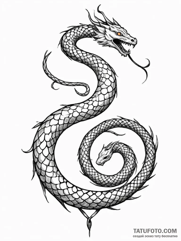 Tattoo sketch an uroboros serpent forming a p... - эскиз тату (№1751053586_0, 27.06.2025 19:46) — Tatufoto.com