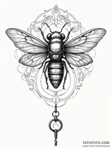 Tattoo sketch a cicada with a body that is a... - эскиз тату (№1751053665_0, 27.06.2025 19:47) — Tatufoto.com