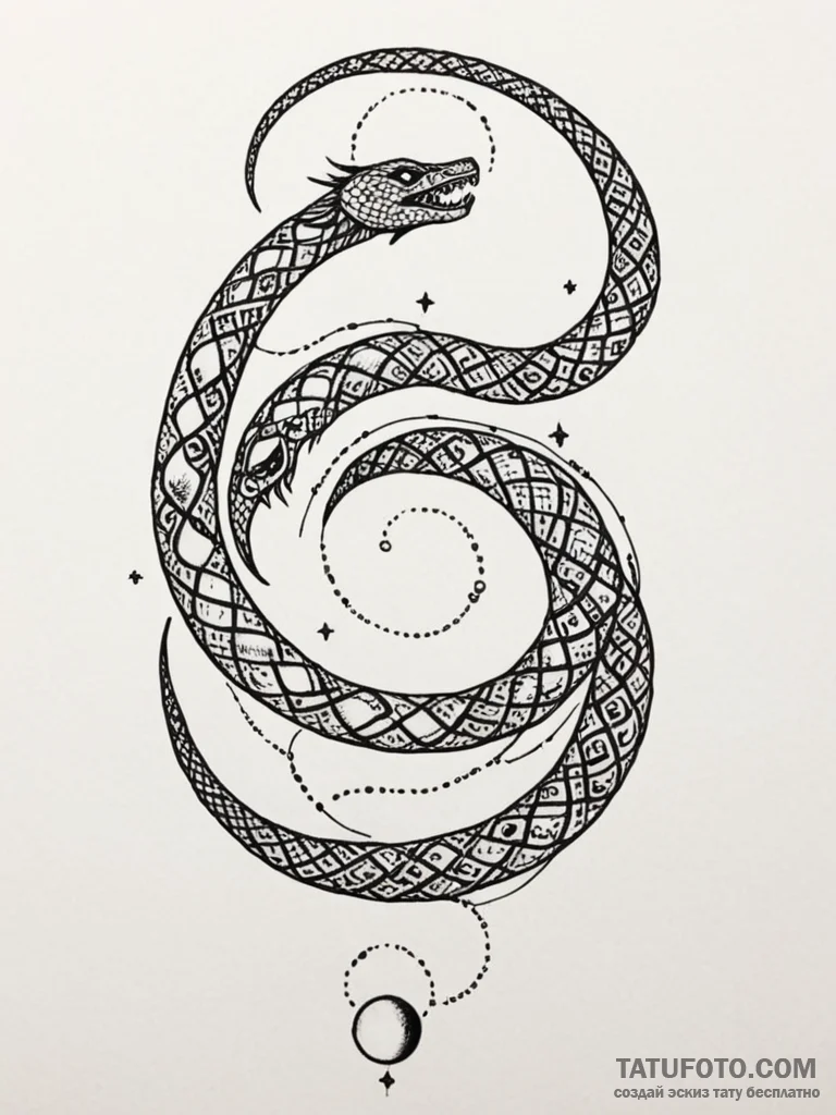 Tattoo design an uroboros serpent whose body... - эскиз тату (№1751053984_0, 27.06.2025 19:53) — Tatufoto.com