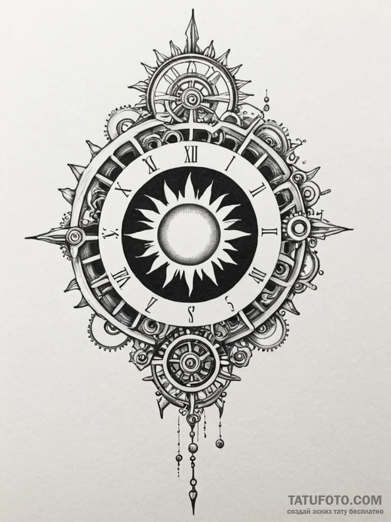 Tattoo sketch a hyper-realistic solar eclipse... - эскиз тату (№1751054240_0, 27.06.2025 19:57) — Tatufoto.com