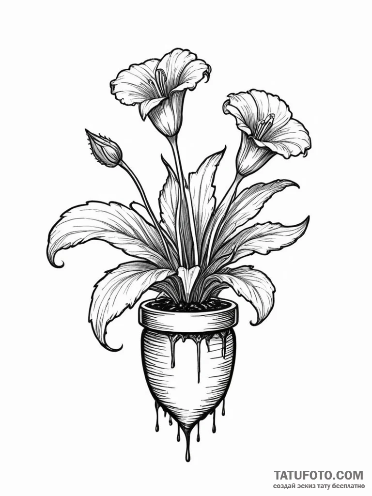 Tattoo design a carnivorous plant, like a ven... - эскиз тату (№1751054383_0, 27.06.2025 19:59) — Tatufoto.com